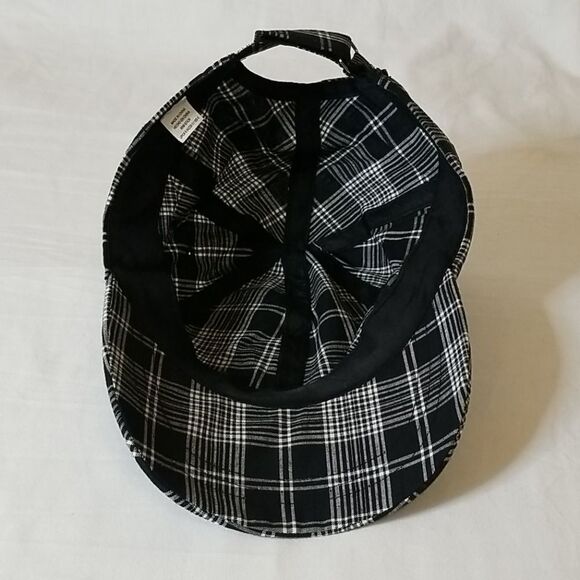 Black and White Plaid Cap with Bling Cross - Picture 6 of 6